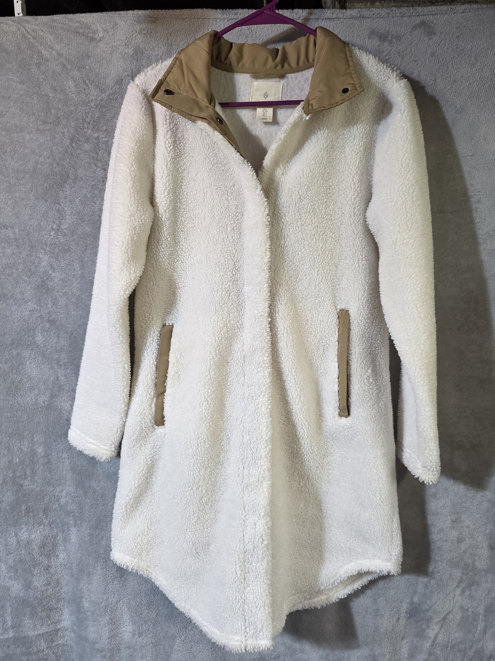 Women’s ASPEN Cream Teddy Coat with Tan Trim